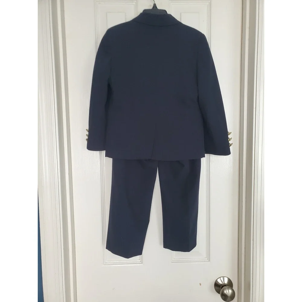 IZOD Suit Set Navy Blue Two Button Blazer Trousers Formal Wedding Party Size 5